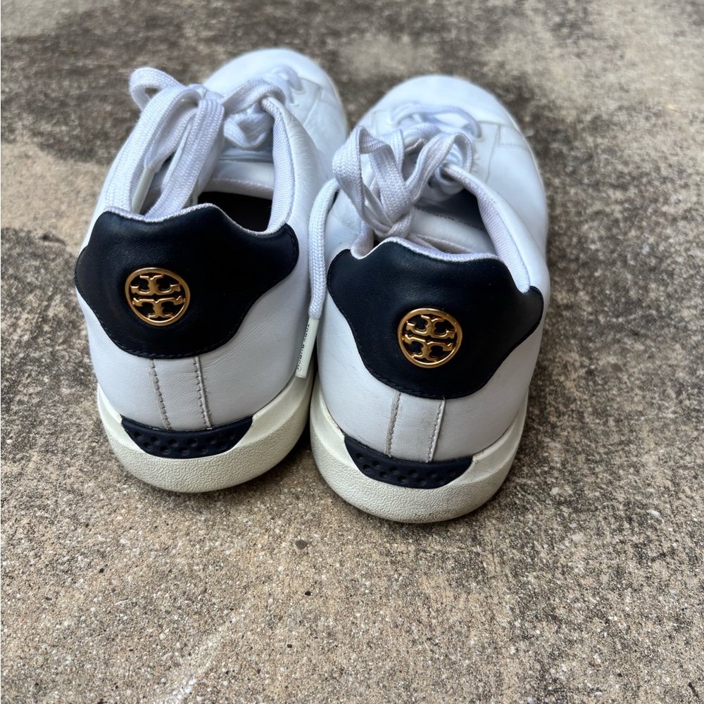 Tory Burch Black and White Sneakers with Gold Logo